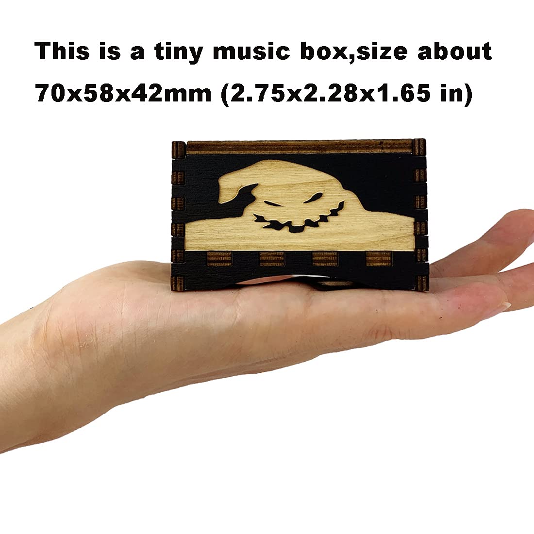 Music Box Halloween Christmas Painted Wind Up Musical Box Clockwork Laser Engraved Wood Musical Gifts for Fans (Image3-Windup)